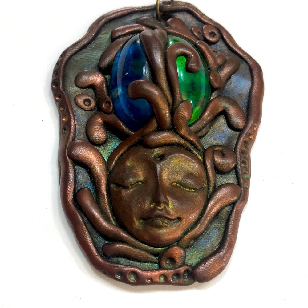 Sea Goddess Clay Pendant